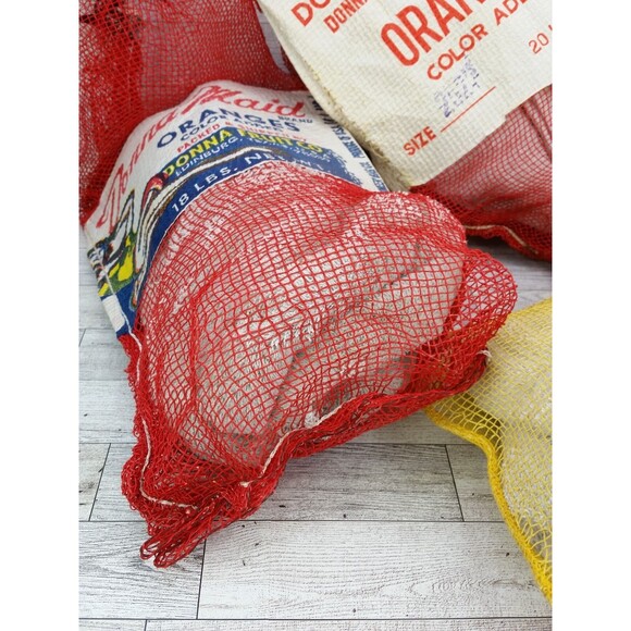 Vintage Lot of 3 Texas Oranges Lemons Mesh Bushel Bags Bag Fruit Donna Citrus - Picture 6 of 16